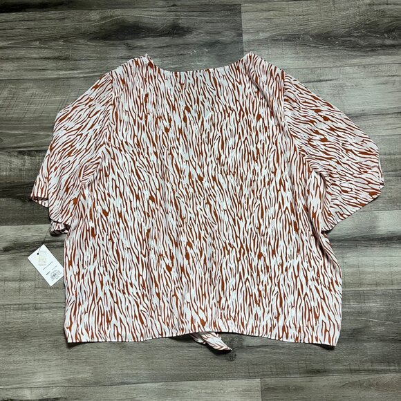 Apt 9 Short Sleeve Waist Tie Blouse Tiger Multi NWT Women’s Size XXL - Picture 3 of 6